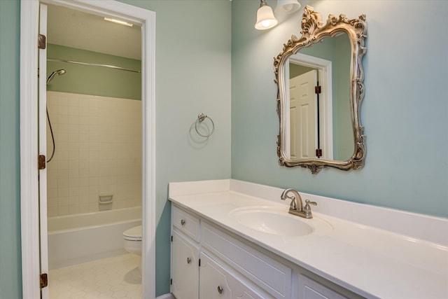 2516 Commons Trce, Augusta, GA 30909 - full bathroom featuring toilet, vanity, bathing tub / shower combination, and tile patterned floors