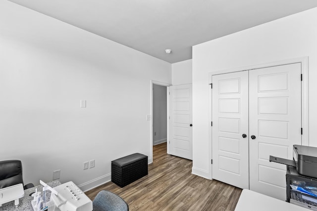 office area featuring dark hardwood / wood-style flooring