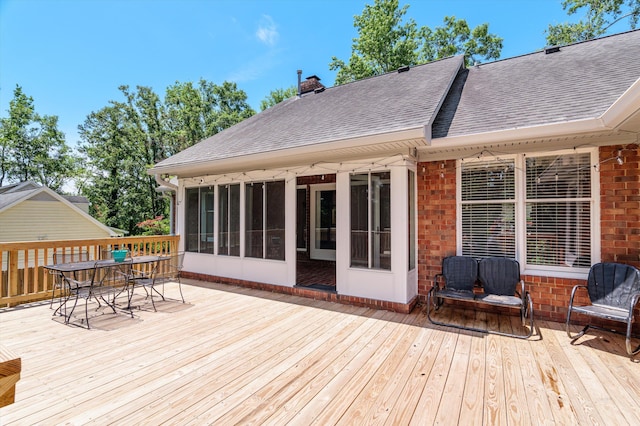914 Deercrest Cir, Evans, GA 30809 - deck with outdoor dining space and a sunroom