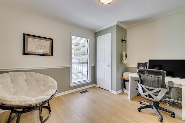 3866 Villa Ln, Martinez, GA 30907 - home office featuring light wood-type flooring and ornamental molding