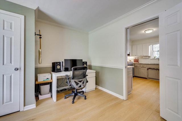 3866 Villa Ln, Martinez, GA 30907 - office featuring light wood-style flooring and crown molding