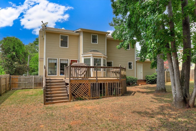 3866 Villa Ln, Martinez, GA 30907 - rear view of property with stairway, a fenced backyard, and a wooden deck