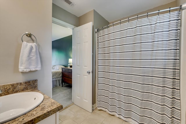 3866 Villa Ln, Martinez, GA 30907 - ensuite bathroom featuring vanity, tile patterned floors, and a shower with shower curtain