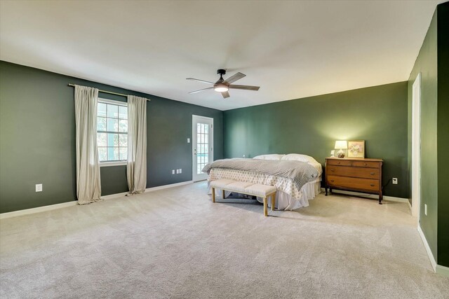 3866 Villa Ln, Martinez, GA 30907 - bedroom featuring carpet, access to exterior, and a ceiling fan