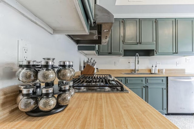 2928 Foxhall Cir, Augusta, GA 30907 - kitchen featuring a sink, stainless steel dishwasher, and butcher block counters