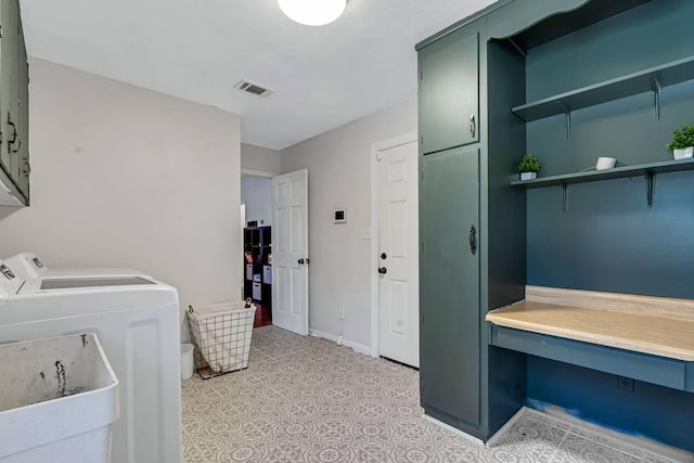 2928 Foxhall Cir, Augusta, GA 30907 - washroom with cabinet space, independent washer and dryer, baseboards, and light tile patterned floors
