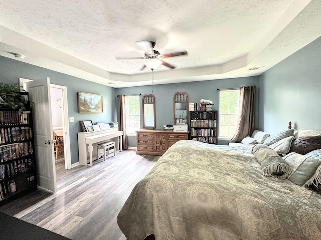 903 Arbor Springs Cir, Grovetown, GA 30813 - bedroom featuring a raised ceiling, wood finished floors, multiple windows, and a textured ceiling