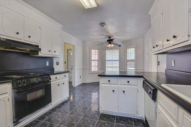 kitchen featuring white cabinetry, electric range, and dishwasher