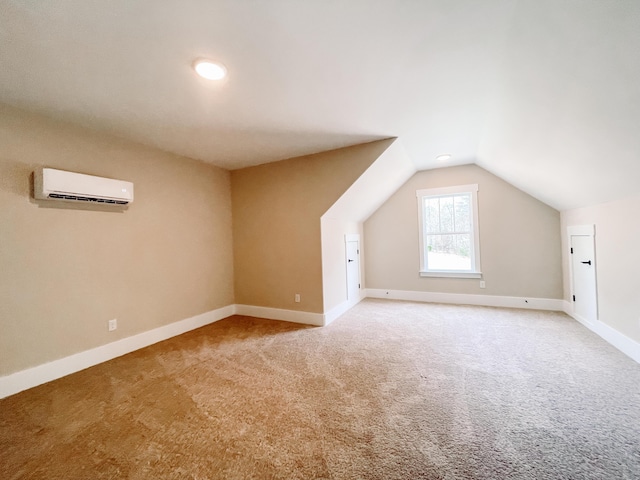 149 Cypress Dr, Mccormick, SC 29835 - additional living space featuring recessed lighting, vaulted ceiling, carpet floors, a wall unit AC, and baseboards