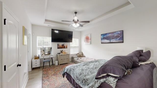 532 Nassau Pass, North Augusta, SC 29860 - bedroom with a raised ceiling and a ceiling fan