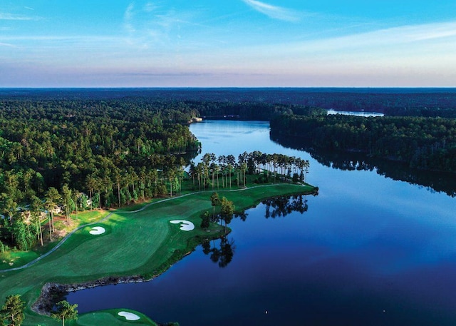 153 Cumberland Dr, Mccormick, SC 29835 - aerial view at dusk featuring golf course view, a water view, and a forest view