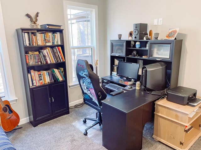 view of carpeted office space