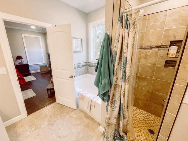 bathroom with independent shower and bath