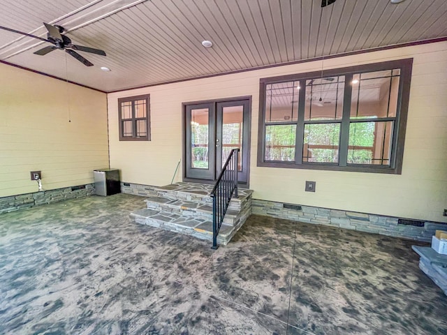 153 Cumberland Dr, Mccormick, SC 29835 - view of patio / terrace with a ceiling fan, french doors, and entry steps