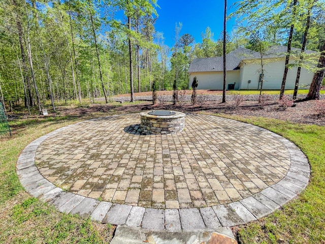 153 Cumberland Dr, Mccormick, SC 29835 - view of patio featuring a fire pit