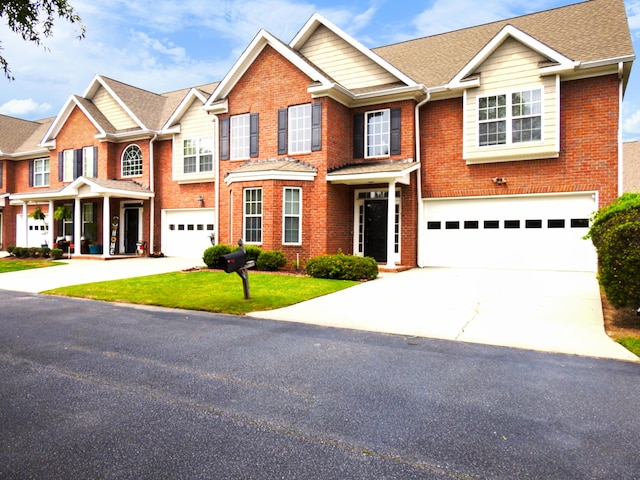 135 Coach Ln, Augusta, GA 30907 - view of front of house with a garage, driveway, a front lawn, and brick siding