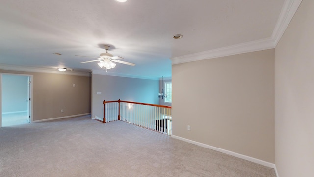 135 Coach Ln, Augusta, GA 30907 - empty room featuring light colored carpet, ceiling fan, and crown molding