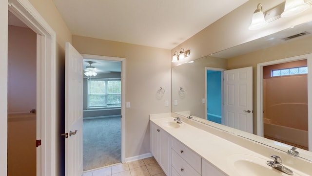 135 Coach Ln, Augusta, GA 30907 - full bath with tile patterned flooring, a sink, visible vents, and double vanity
