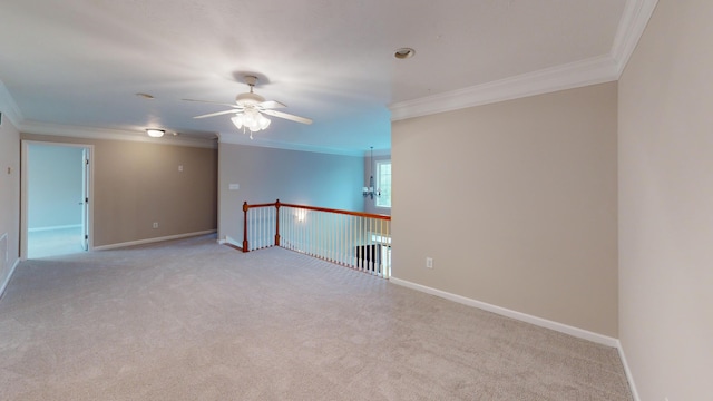 135 Coach Ln, Augusta, GA 30907 - carpeted empty room featuring baseboards, ceiling fan, and crown molding
