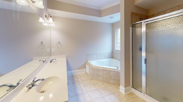 135 Coach Ln, Augusta, GA 30907 - full bathroom featuring crown molding, tile patterned flooring, and a sink