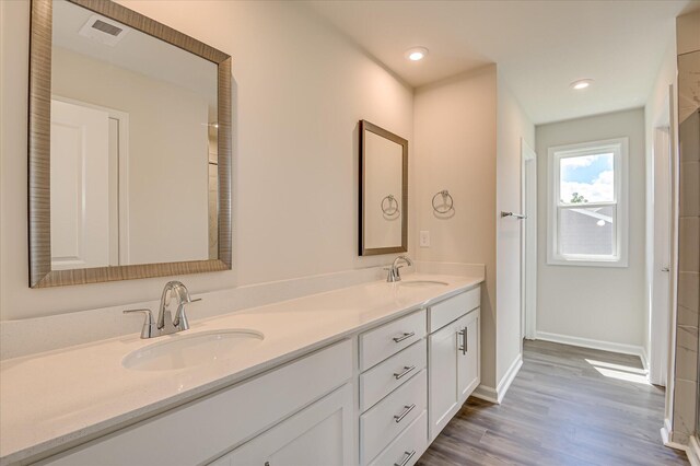 909 Kay Pl, Grovetown, GA 30813 - full bath with double vanity, wood finished floors, and recessed lighting