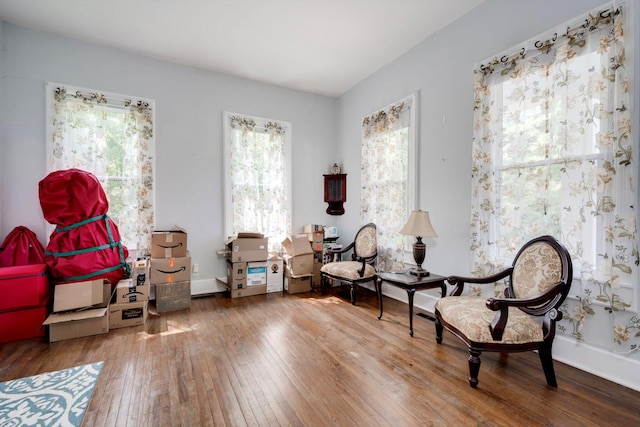 living area featuring hardwood / wood-style floors