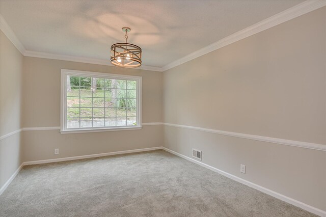 986 Campbellton Dr, North Augusta, SC 29841 - empty room with crown molding, a chandelier, and carpet