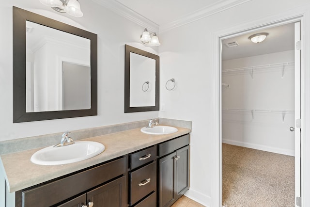 207 Hazelwood Ct, Grovetown, GA 30813 - full bath with double vanity, crown molding, and a spacious closet
