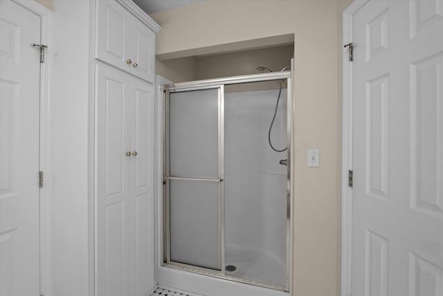 bathroom with a shower stall