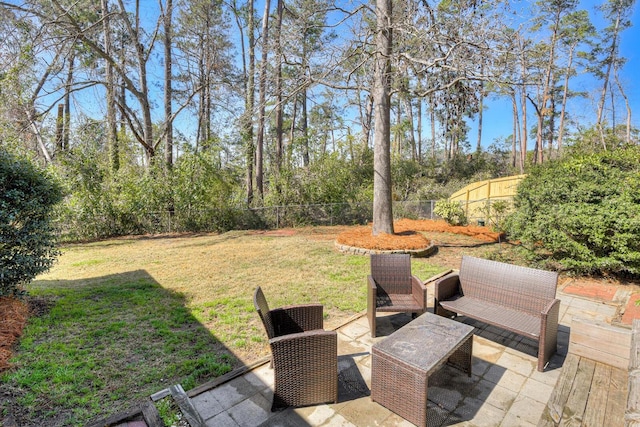 view of yard featuring a fenced backyard and a patio area