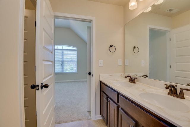 1037 Dietrich Ln, North Augusta, SC 29860 - full bath with double vanity, tile patterned flooring, and baseboards