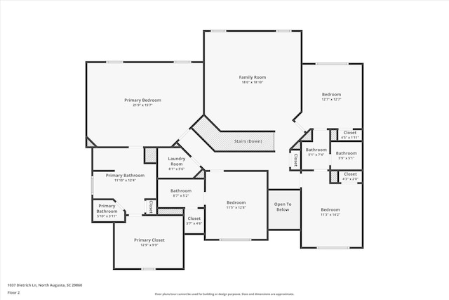 1037 Dietrich Ln, North Augusta, SC 29860 - floor plan / room layout