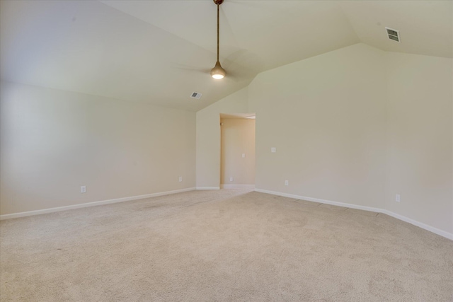 1037 Dietrich Ln, North Augusta, SC 29860 - unfurnished room with vaulted ceiling, light carpet, ceiling fan, and baseboards