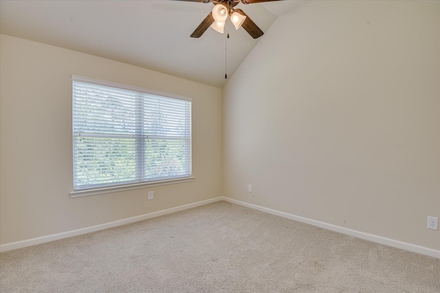 1037 Dietrich Ln, North Augusta, SC 29860 - empty room featuring ceiling fan, carpet flooring, baseboards, and lofted ceiling