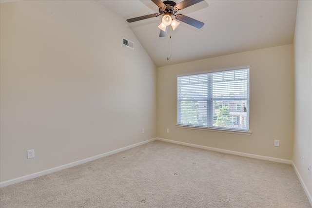 1037 Dietrich Ln, North Augusta, SC 29860 - unfurnished room with light colored carpet, lofted ceiling, baseboards, and a ceiling fan