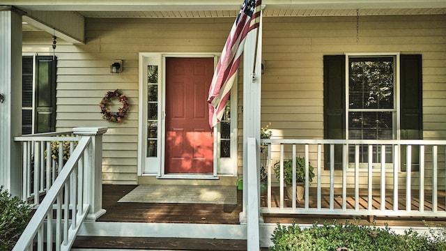 entrance to property with a porch