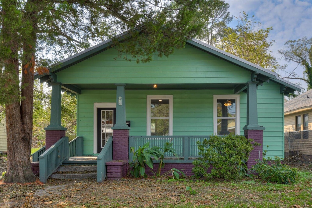 bungalow featuring a porch