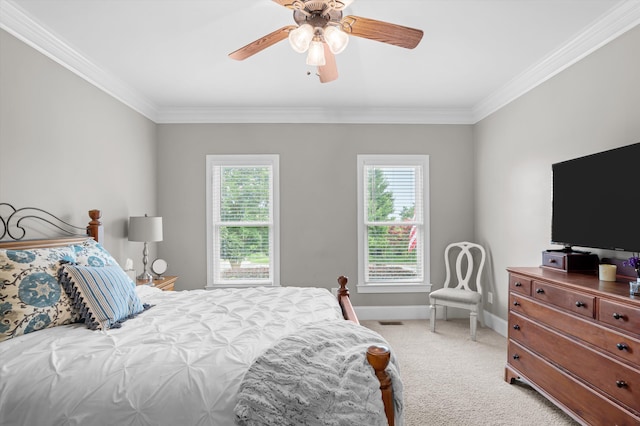 707 Hickman Rd, Augusta, GA 30904 - bedroom with ornamental molding, carpet flooring, and a ceiling fan