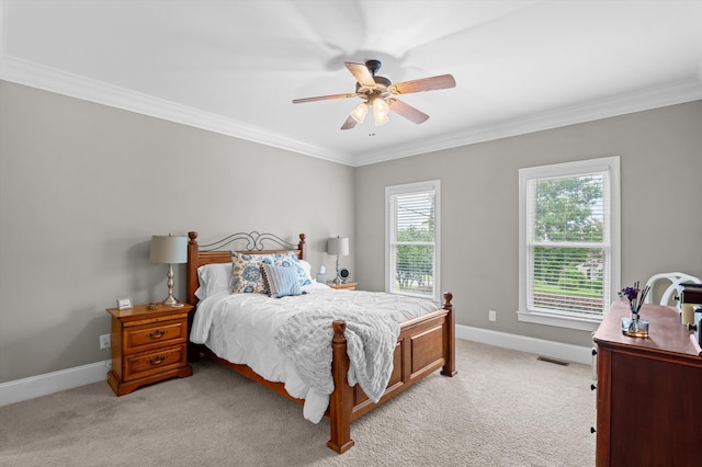 707 Hickman Rd, Augusta, GA 30904 - bedroom featuring ornamental molding, light colored carpet, and ceiling fan