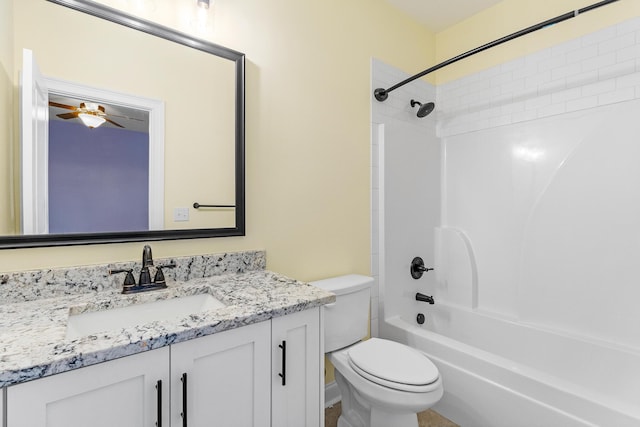 3067 Rosewood Dr, Evans, GA 30809 - bathroom featuring vanity,  shower combination, and ceiling fan