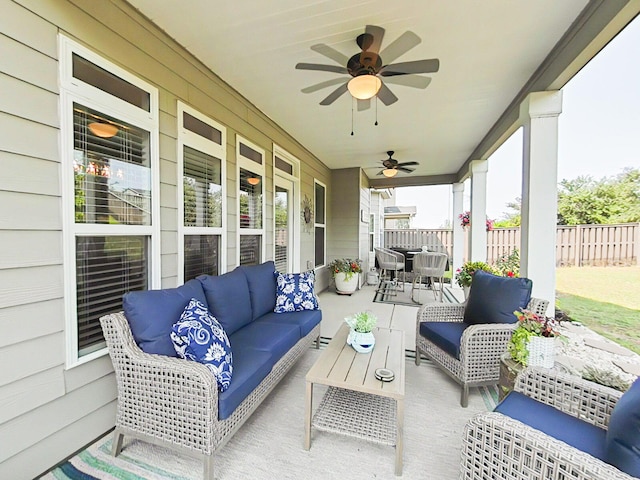 1038 Dietrich Ln, North Augusta, SC 29860 - view of patio / terrace with an outdoor hangout area, outdoor dining area, and a ceiling fan