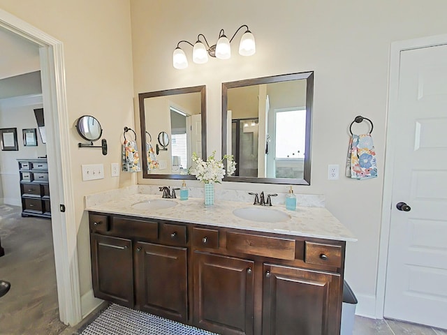 1038 Dietrich Ln, North Augusta, SC 29860 - full bathroom with double vanity and an enclosed shower