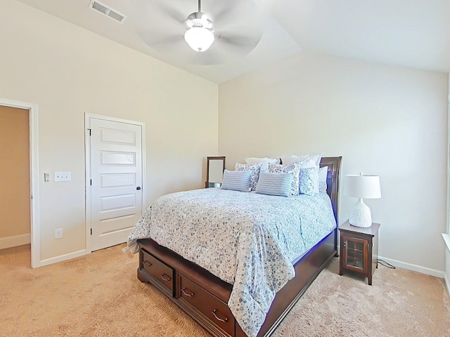 1038 Dietrich Ln, North Augusta, SC 29860 - bedroom featuring light colored carpet, baseboards, lofted ceiling, and ceiling fan
