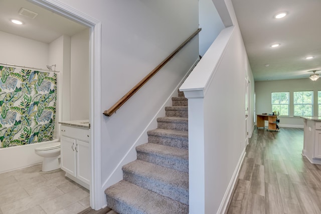 1056 Candleberry Dr, Grovetown, GA 30813 - staircase featuring recessed lighting and wood finished floors