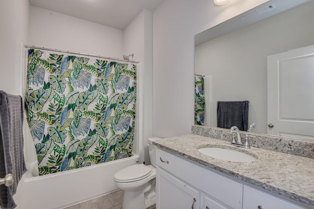 1056 Candleberry Dr, Grovetown, GA 30813 - bathroom with vanity, shower / bathtub combination with curtain, and tile patterned floors