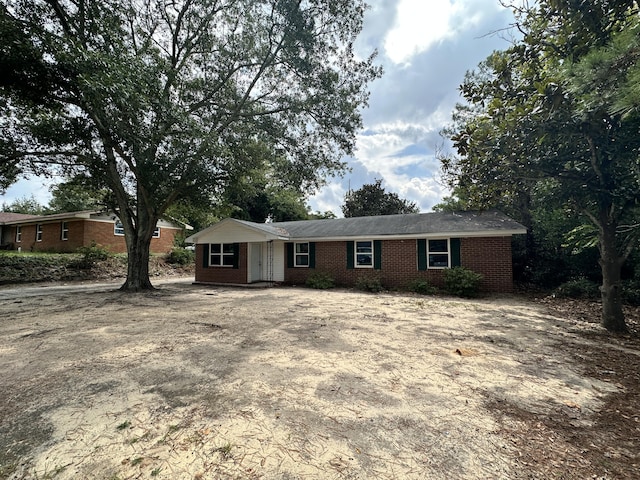 view of single story home