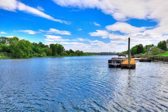 property view of water featuring a boat dock