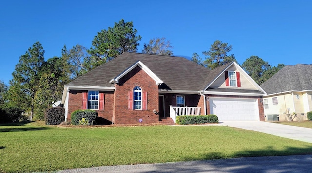 view of front facade featuring a garage and a front lawn