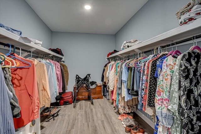 walk in closet featuring hardwood / wood-style floors