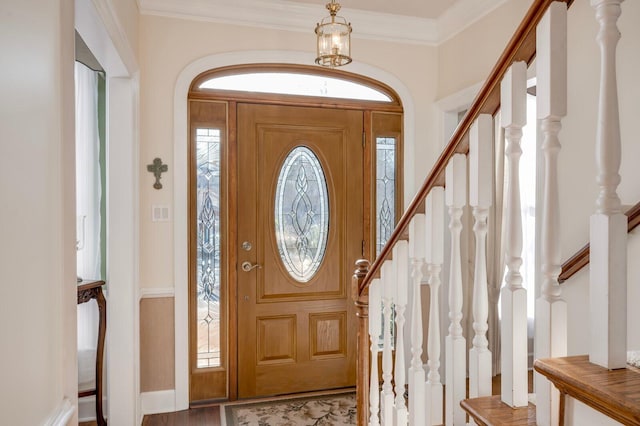 entrance foyer with ornamental molding